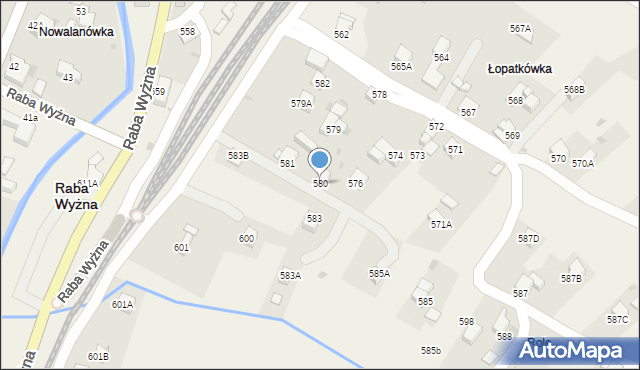 Raba Wyżna, Raba Wyżna, 580, mapa Raba Wyżna