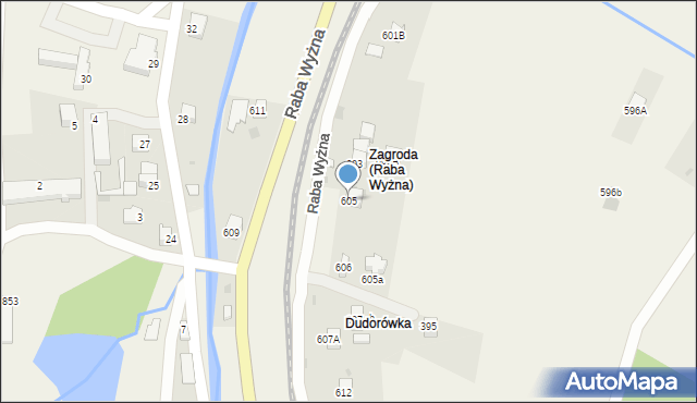 Raba Wyżna, Raba Wyżna, 605, mapa Raba Wyżna