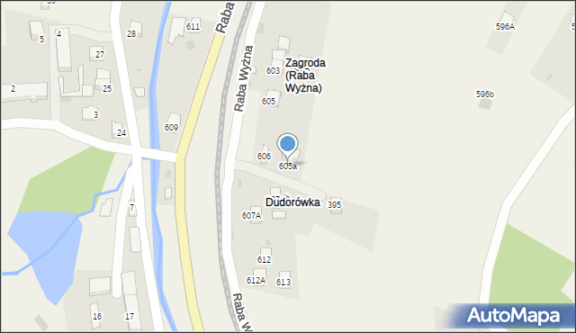 Raba Wyżna, Raba Wyżna, 605a, mapa Raba Wyżna