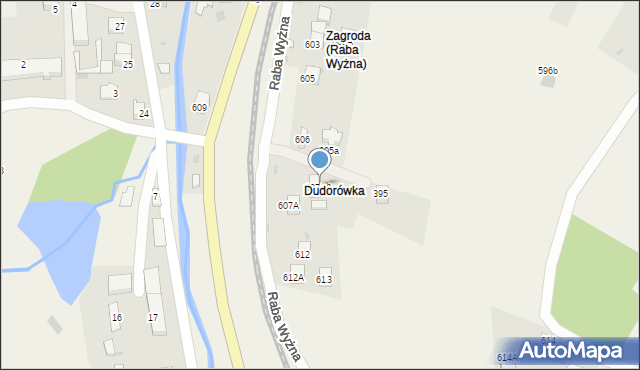 Raba Wyżna, Raba Wyżna, 607b, mapa Raba Wyżna