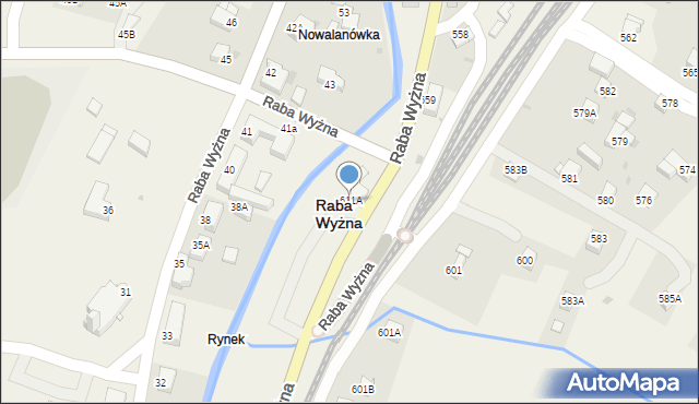 Raba Wyżna, Raba Wyżna, 611A, mapa Raba Wyżna