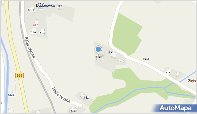 Raba Wyżna, Raba Wyżna, 614A, mapa Raba Wyżna