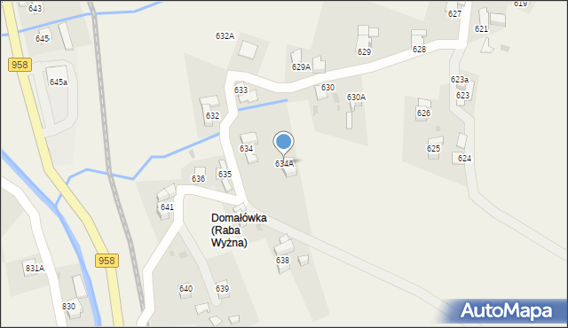 Raba Wyżna, Raba Wyżna, 634A, mapa Raba Wyżna