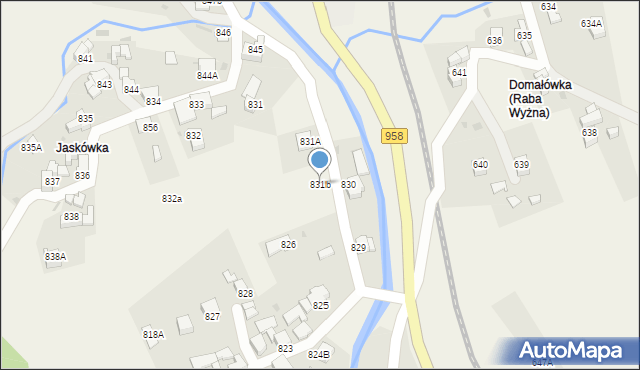 Raba Wyżna, Raba Wyżna, 831b, mapa Raba Wyżna