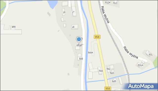 Raba Wyżna, Raba Wyżna, 851a, mapa Raba Wyżna