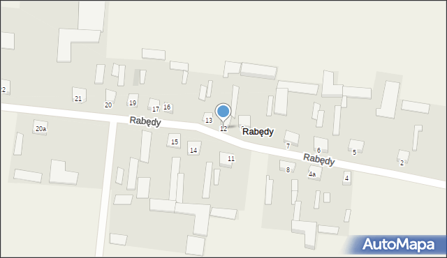 Rabędy, Rabędy, 12, mapa Rabędy