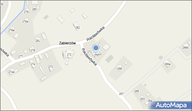 Racławówka, Racławówka, 270, mapa Racławówka