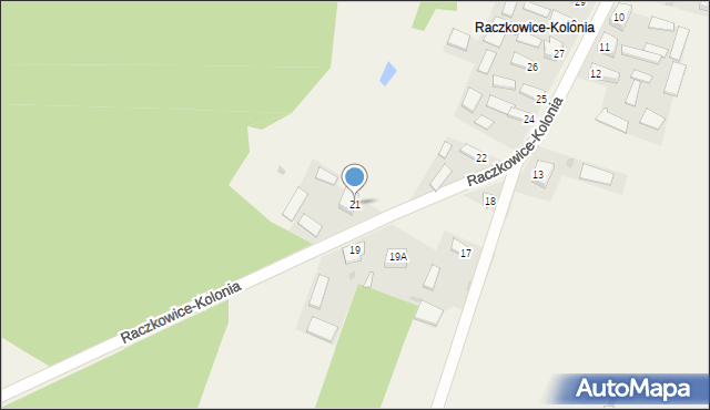 Raczkowice-Kolonia, Raczkowice-Kolonia, 21, mapa Raczkowice-Kolonia