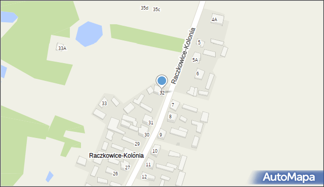 Raczkowice-Kolonia, Raczkowice-Kolonia, 32, mapa Raczkowice-Kolonia