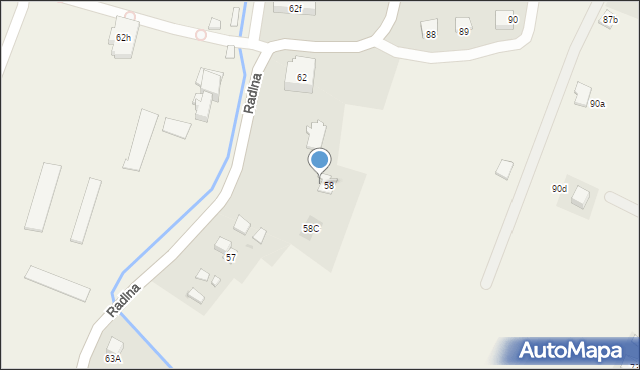Radlna, Radlna, 58A, mapa Radlna