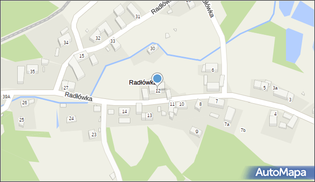 Radłówka, Radłówka, 12, mapa Radłówka