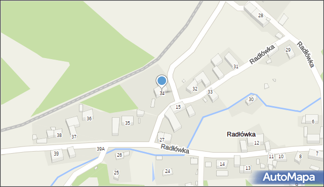 Radłówka, Radłówka, 34, mapa Radłówka