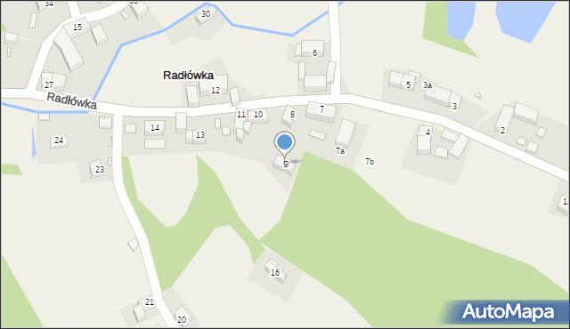 Radłówka, Radłówka, 9, mapa Radłówka