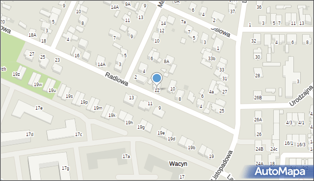 Radom, Radiowa, 12, mapa Radomia