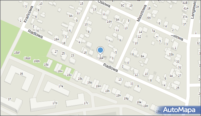 Radom, Radiowa, 14A, mapa Radomia