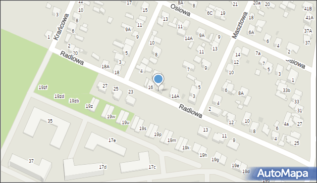 Radom, Radiowa, 16b, mapa Radomia