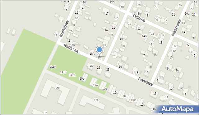 Radom, Radiowa, 18, mapa Radomia