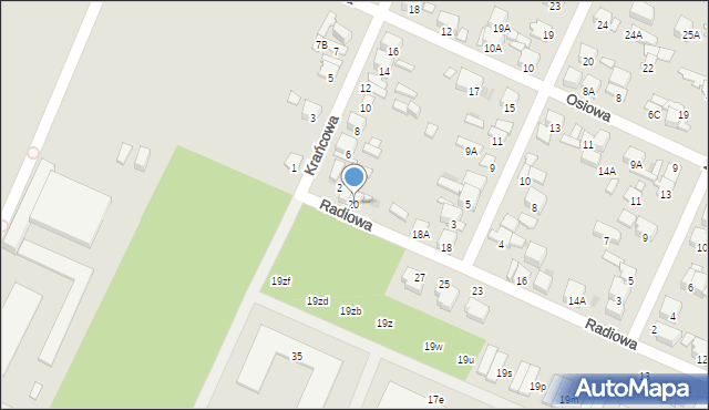 Radom, Radiowa, 20, mapa Radomia
