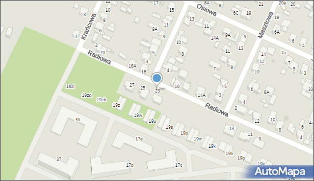 Radom, Radiowa, 23, mapa Radomia