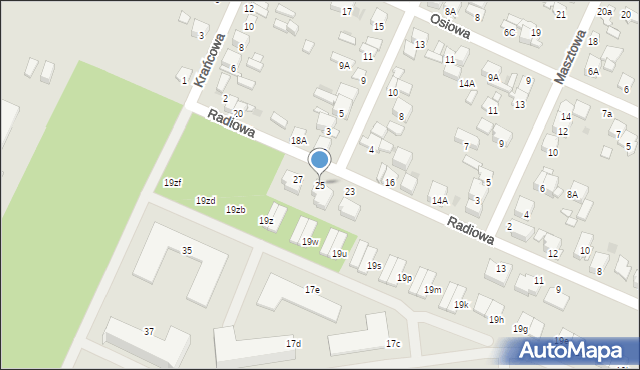 Radom, Radiowa, 25, mapa Radomia