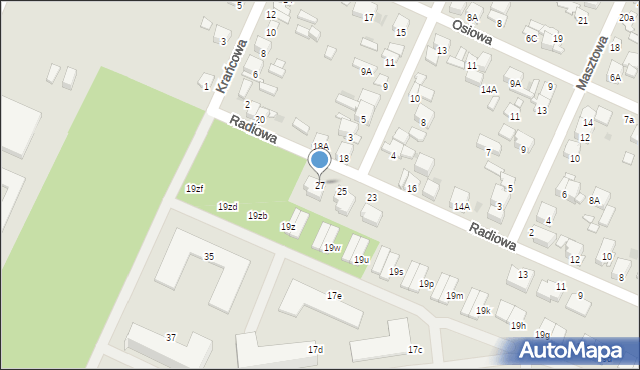 Radom, Radiowa, 27, mapa Radomia