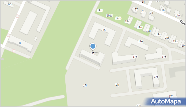 Radom, Radiowa, 37, mapa Radomia
