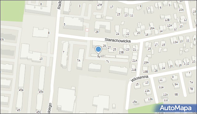 Radom, Radomskiego Jerzego, 7b, mapa Radomia