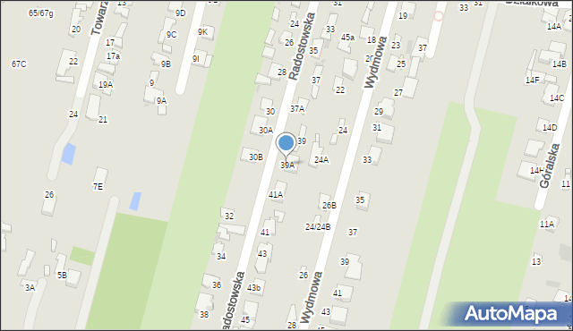 Radom, Radostowska, 39A, mapa Radomia