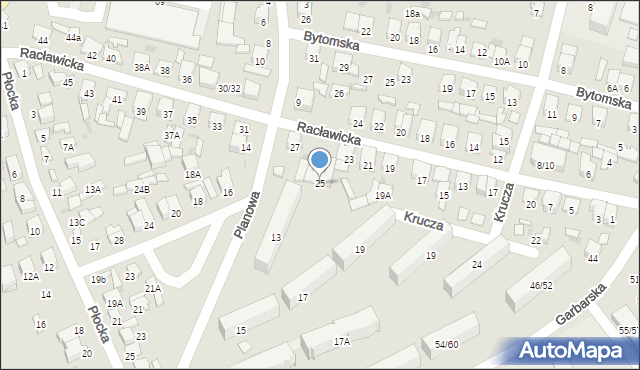 Radom, Racławicka, 25, mapa Radomia