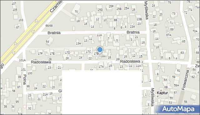 Radom, Radosława, 20, mapa Radomia