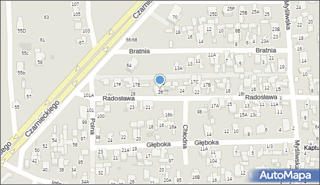 Radom, Radosława, 26, mapa Radomia