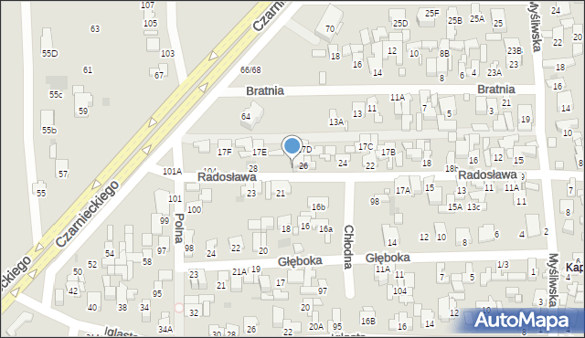 Radom, Radosława, 26A, mapa Radomia