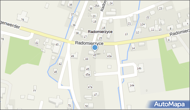 Radomierzyce, Radomierzyce, 43, mapa Radomierzyce