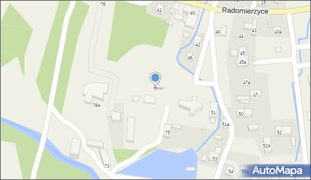 Radomierzyce, Radomierzyce, 77, mapa Radomierzyce