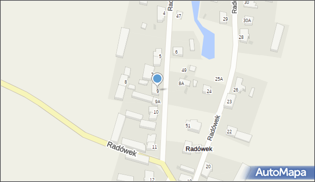 Radówek, Radówek, 9, mapa Radówek