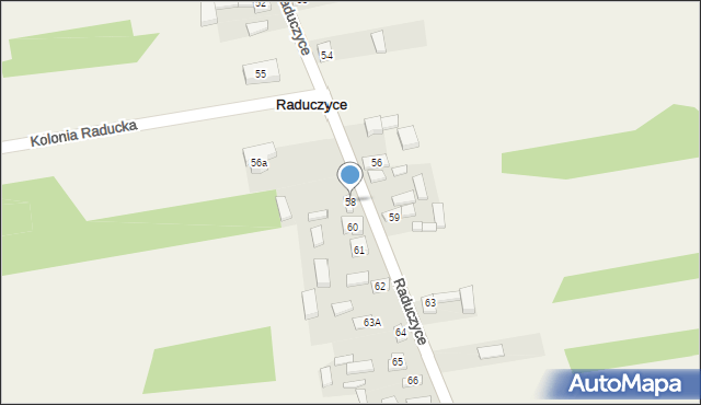 Raduczyce, Raduczyce, 58, mapa Raduczyce