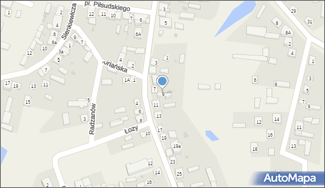 Radzanów, Raciążska, 9, mapa Radzanów