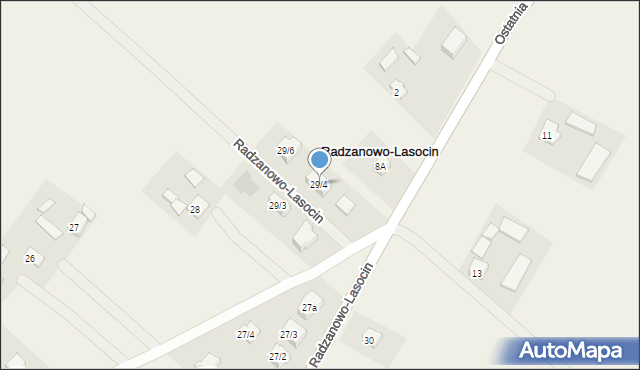 Radzanowo-Lasocin, Radzanowo-Lasocin, 29/4, mapa Radzanowo-Lasocin