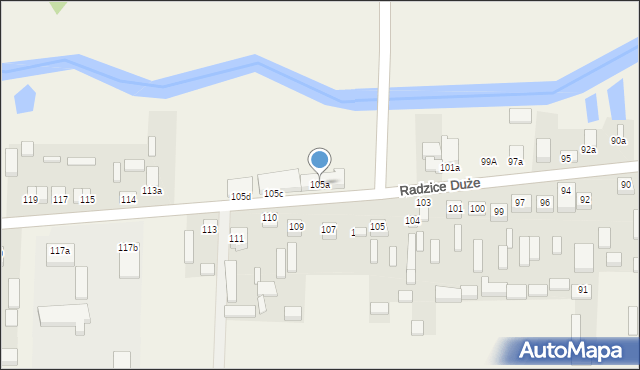 Radzice Duże, Radzice Duże, 105a, mapa Radzice Duże