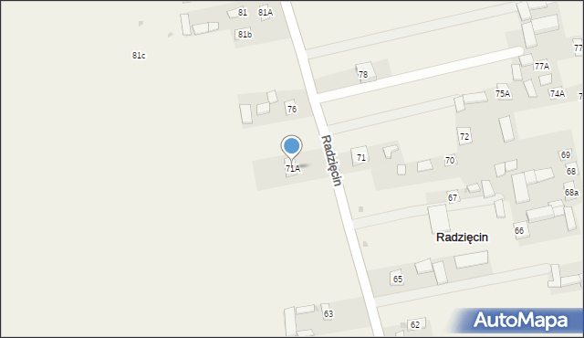 Radzięcin, Radzięcin, 71A, mapa Radzięcin