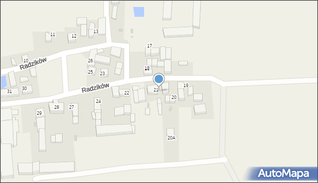 Radzików, Radzików, 21a, mapa Radzików