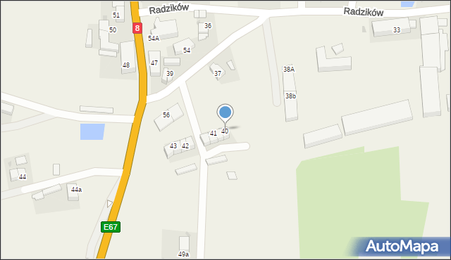 Radzików, Radzików, 40, mapa Radzików