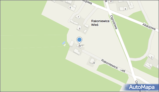 Rakoniewice Wieś, Rakoniewice Wieś, 26, mapa Rakoniewice Wieś