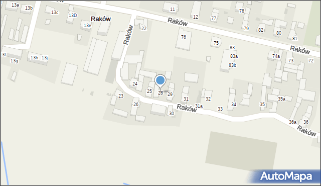 Raków, Raków, 28, mapa Raków