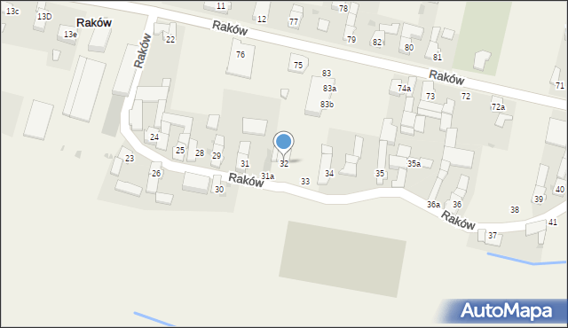 Raków, Raków, 32, mapa Raków