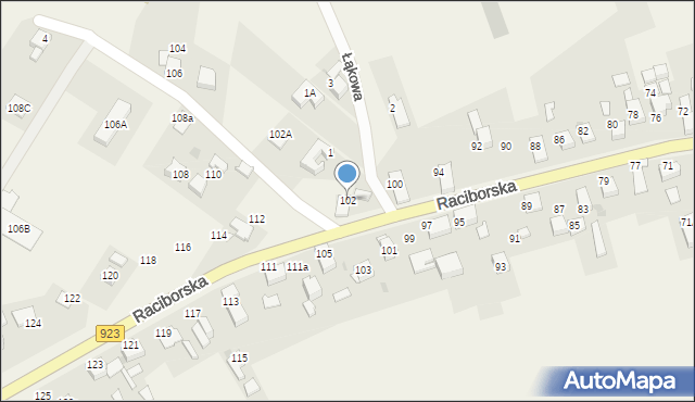 Raszczyce, Raciborska, 102, mapa Raszczyce