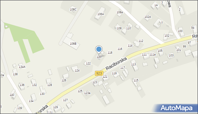Raszczyce, Raciborska, 120, mapa Raszczyce