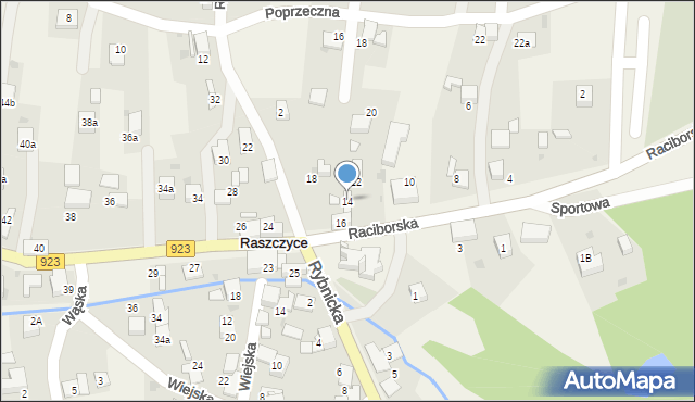 Raszczyce, Raciborska, 14, mapa Raszczyce