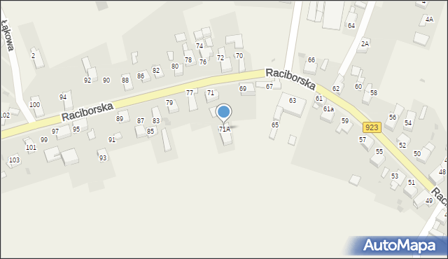 Raszczyce, Raciborska, 71A, mapa Raszczyce