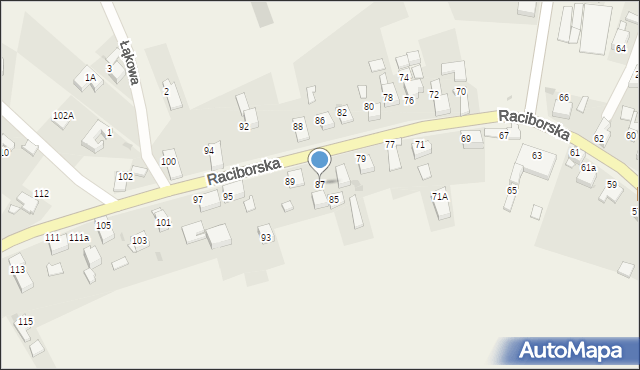 Raszczyce, Raciborska, 87, mapa Raszczyce